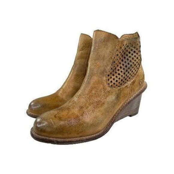 Bed Stu Countess Womens Tan Rustic Leather Bootie US 9.5 Side Zip Ankle Boots - Picture 1 of 13